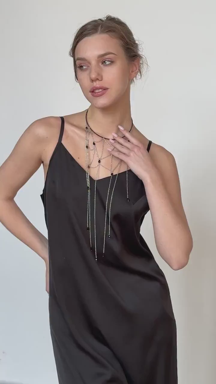 Burning Man Body Chain Choker, Festival Statement Jewelry, Drape Chain Necklace, Rave Outfit Accessory, Cyberpunk Desert Look