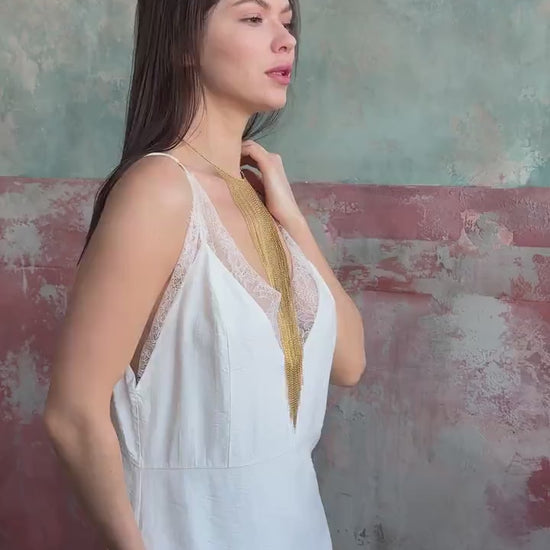 Chains Fringe Choker Necklace, Boho Statement Choker, Dainty Layered Necklace, Elegant Cascade Necklace for Women, Festival Accessory