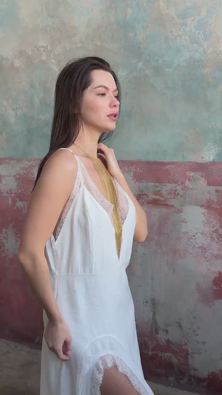 Chains Fringe Choker Necklace, Boho Statement Choker, Dainty Layered Necklace, Elegant Cascade Necklace for Women, Festival Accessory