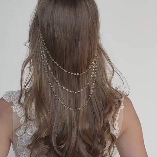 Crystal Chain Metal Headband, Sparkling Dangling Hair Jewelry for Women, Statement Headpiece for Party, Festival or Wedding